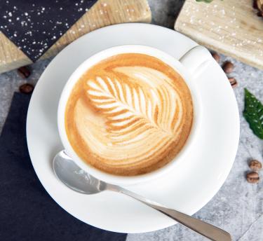 Coffee in a mug from above